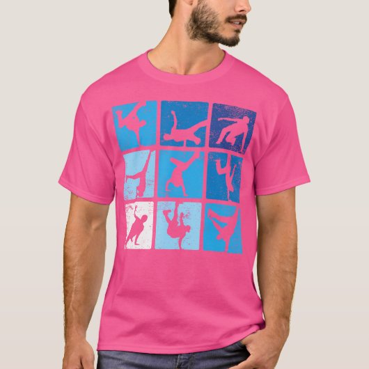 Hip Hop Break Dance Poses Retro T-shirt (Voorkant)