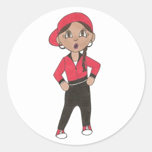 Hip Hop Breakdance Jazz Girl Dancer Overweging Ronde Sticker (Voorkant)