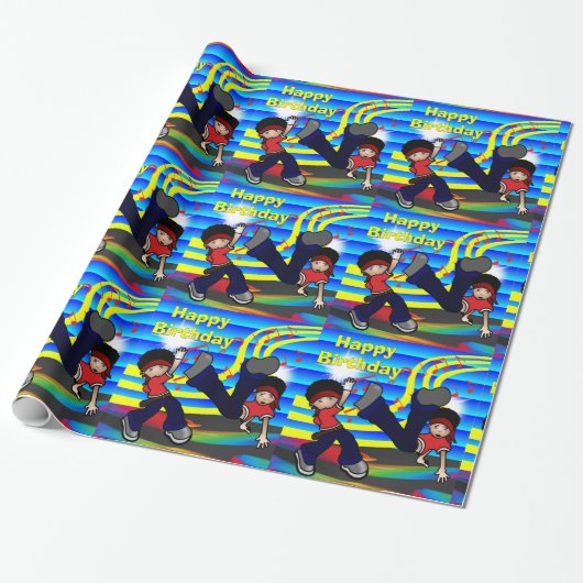 Hip Hop Breakdansen 2 Kids Gefeliciteerd Cadeaupapier (Uitgerold)