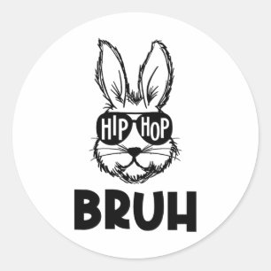 Hip Hop Bruh Meme Paashaas Gezicht Zonnebril Manne Ronde Sticker