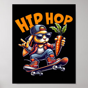Hip Hop Bunny Skateboard Paashaas Wortel Straat Poster
