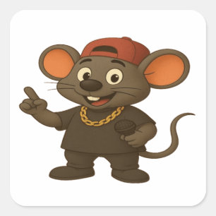 Hip Hop Cartoon Muis Rapper Sticker