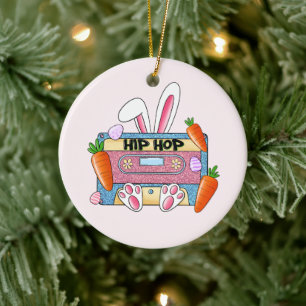 Hip Hop Cassettebandje Bunny Keramisch Ornament