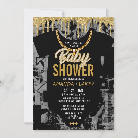Hip Hop Chain Baby shower Invitation Kaart (Voorkant)