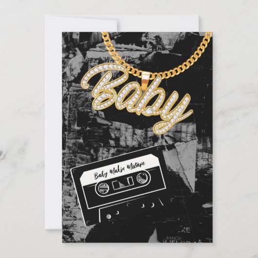 Hip Hop Chain Baby shower Invitation Kaart (Achterkant)