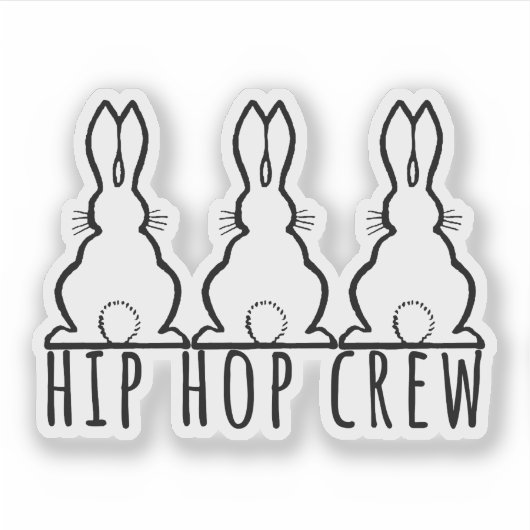 Hip Hop Crew Cute Bunny Rabbits Sticker (Voorkant)