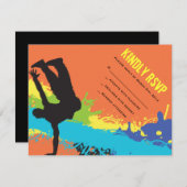 HIP HOP DANCE Bar Mitzvah Reply Card RSVP Kaartje (Voorkant / Achterkant)