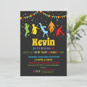 Hip Hop Dance Birthday Party Invitation Boy Kaart (Staand voorkant)