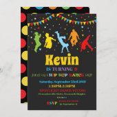 Hip Hop Dance Birthday Party Invitation Boy Kaart (Voorkant / Achterkant)
