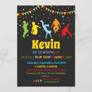 Hip Hop Dance Birthday Party Invitation Boy Kaart