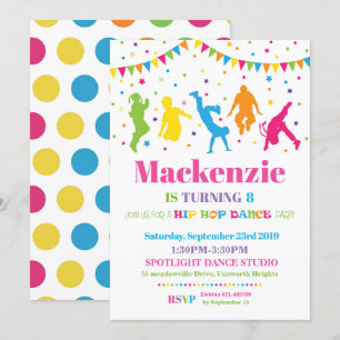 Hip Hop Dance Birthday Party Invitation Girl Kaart