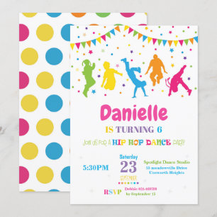 Hip Hop Dance Birthday Party Invitation Girl Kaart