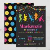 Hip Hop Dance Birthday Party Invitation Girl Kaart (Voorkant / Achterkant)