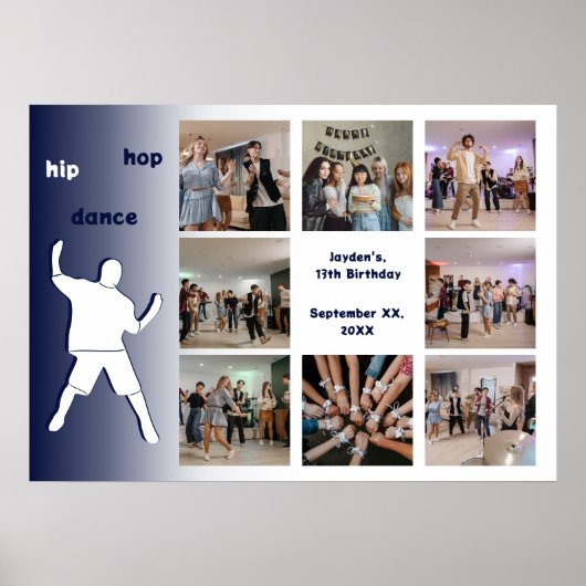 Hip-Hop Dance Party 13th Birthday Photo Collage Poster (Voorkant)
