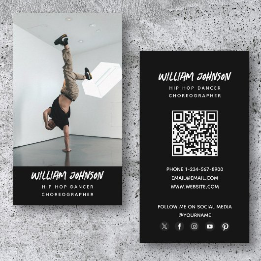Hip Hop Dancer Moderne Foto Sociale Media QR Code Visitekaartje