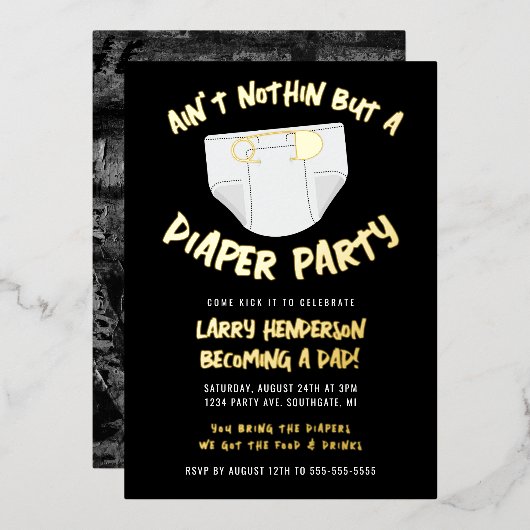 Hip Hop Diaper party Folie Uitnodiging (Voorkant / Achterkant)