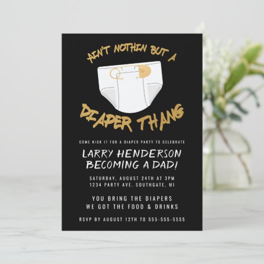 Hip Hop Diaper party nodiging Kaart (Staand voorkant)