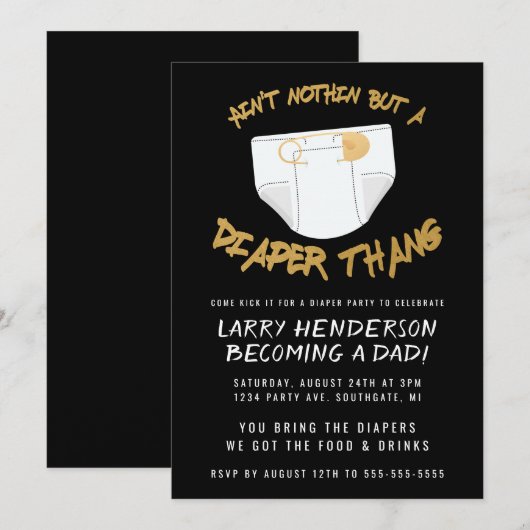 Hip Hop Diaper party nodiging Kaart (Voorkant / Achterkant)