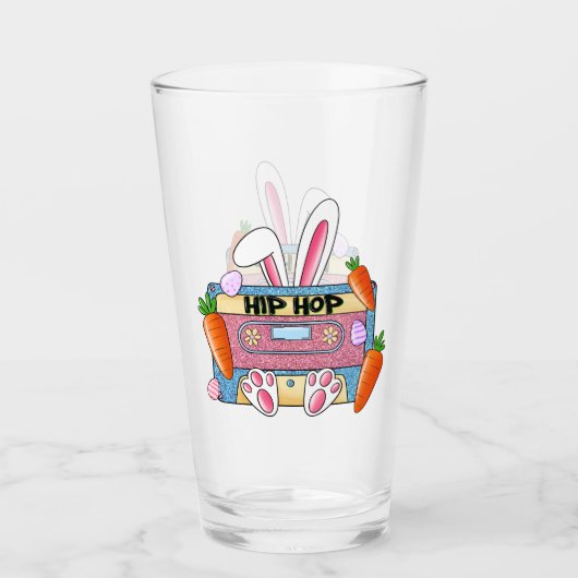 Hip-Hop Easter Bunny Mixtape – Retro Cassette Glas (Voorkant)