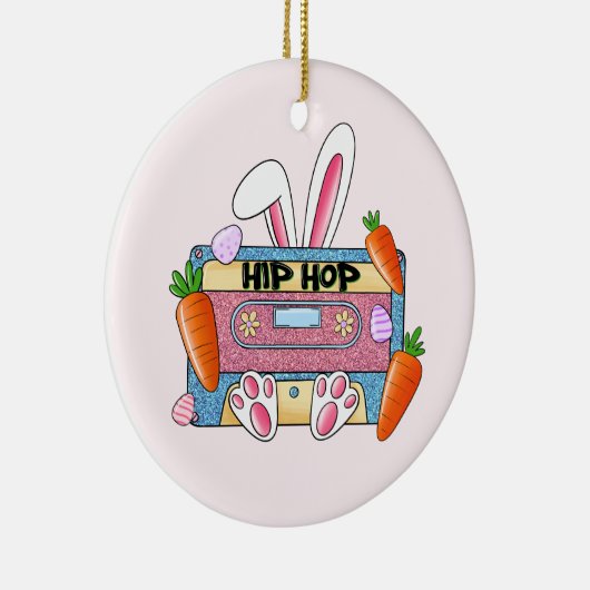 Hip-Hop Easter Bunny Mixtape – Retro Cassette Keramisch Ornament (Rechts)