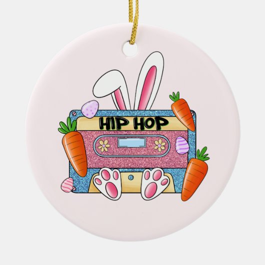 Hip-Hop Easter Bunny Mixtape – Retro Cassette Keramisch Ornament (Voorkant)