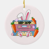 Hip-Hop Easter Bunny Mixtape – Retro Cassette Keramisch Ornament (Achterkant)