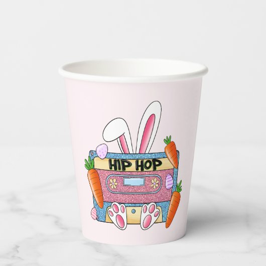 Hip-Hop Easter Bunny Mixtape – Retro Cassette Papieren Bekers (Achterkant)