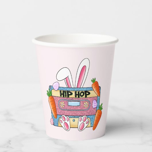 Hip-Hop Easter Bunny Mixtape – Retro Cassette Papieren Bekers (Voorkant)
