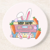 Hip-Hop Easter Bunny Mixtape – Retro Cassette Zandsteen Onderzetter (Voorkant)