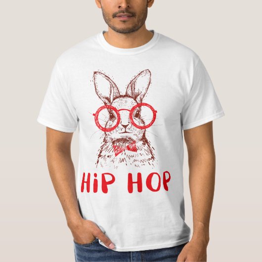 Hip Hop Easter Bunny Nerd Hipster Tee Gift Rabbit  T-shirt (Voorkant)