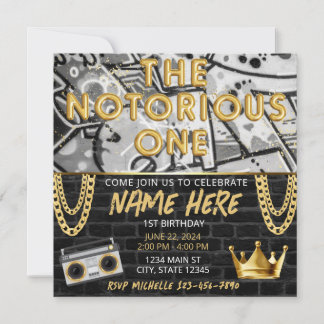 Hip Hop Eerste Verjaardagsuitnodiging  Kaart