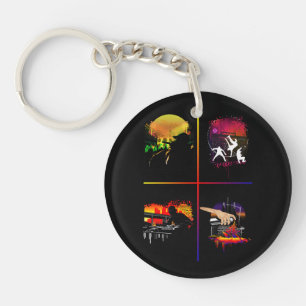 Hip Hop Elementen Acryl Sleutelhanger Kleurrijk St