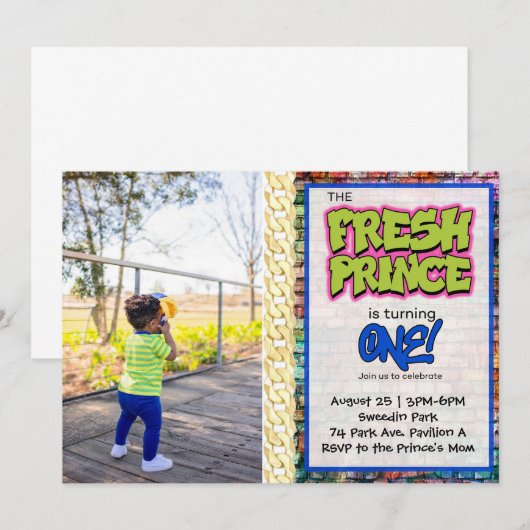 Hip Hop Fresh One met foto Verjaardag Kaart (Voorkant / Achterkant)