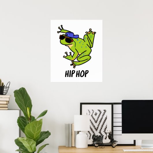 Hip Hop Funny Hopping Frog Pun Poster (Thuiskantoor)