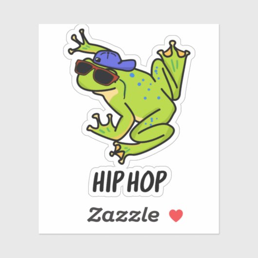 Hip Hop Funny Hopping Frog Pun Sticker (Vel)