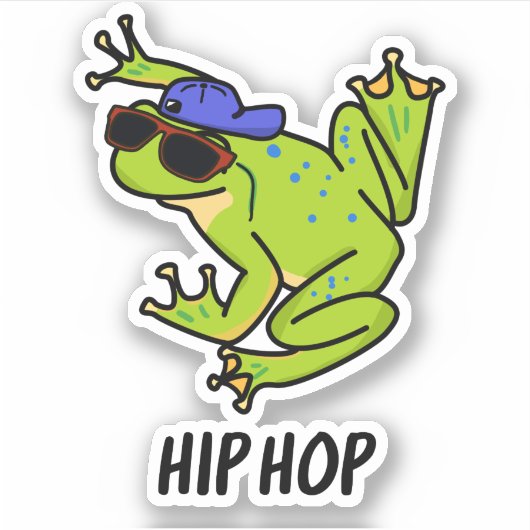 Hip Hop Funny Hopping Frog Pun Sticker (Voorkant)