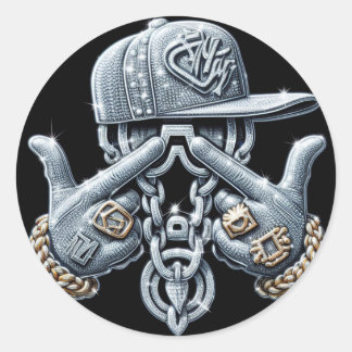 Hip Hop Gangster Bling Rapper Ronde Sticker