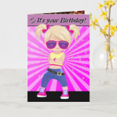 Hip Hop Geheim Bericht Blonde Meisjes Gefeliciteer Kaart (Gele Bloem)