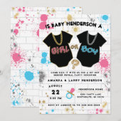 Hip Hop Gender Live Uitnodiging, jongen of meisje Kaart (Voorkant / Achterkant)