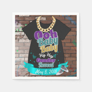 Hip Hop Gender onthullen Napkins Paars en Blauwgro Servet