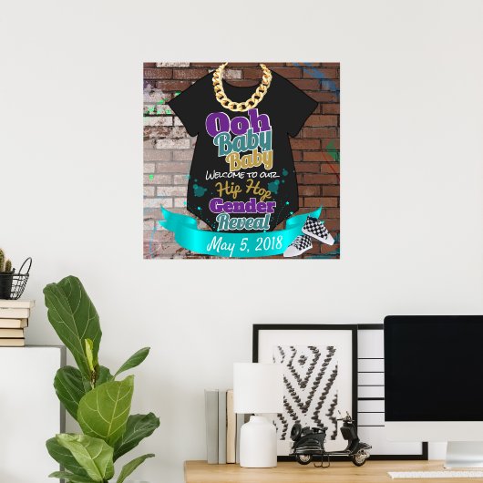 Hip Hop Gender onthullen Poster Paars en Blauwgroe (Thuiskantoor)