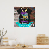 Hip Hop Gender onthullen Poster Paars en Blauwgroe (Keuken)