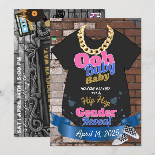 Hip Hop Gender onthullen Roze & Blauwe Uitnodiging