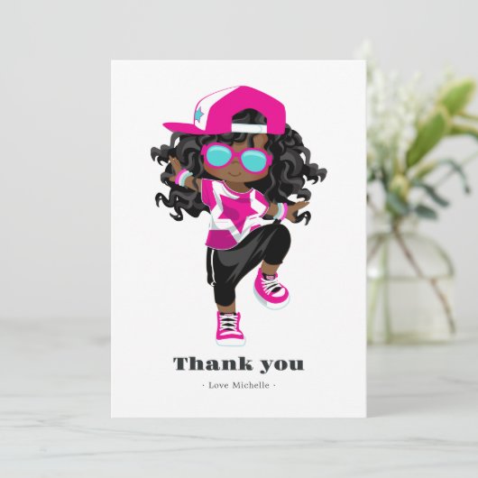 Hip Hop Girl Birthday Bedankkaart (Staand voorkant)