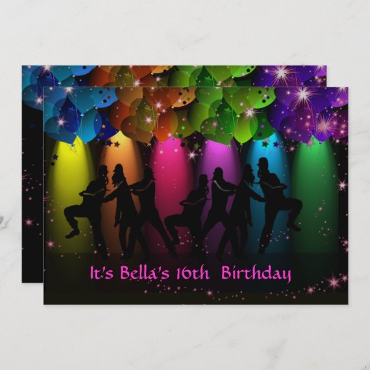 Hip Hop Girl Birthday Custom Invitation Kaart (Voorkant / Achterkant)