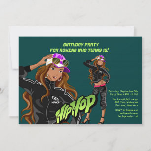 Hip Hop Girl Birthday Party Invitation Kaart