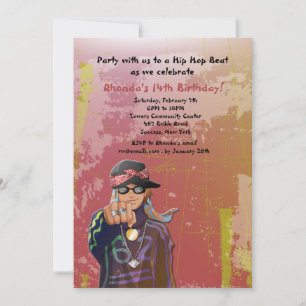 Hip Hop Girl Birthday Party Invitation Kaart