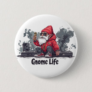 Hip Hop Gnome Illustratie - Gnome Life Ronde Button 5,7 Cm