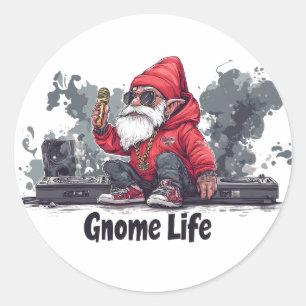 Hip Hop Gnome Illustratie - Gnome Life Ronde Sticker