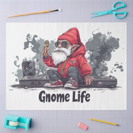 Hip Hop Gnome Illustratie - Gnome Life Tissuepapier (Craft)
